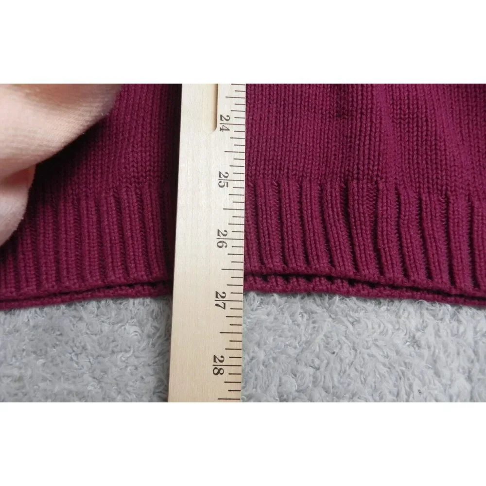 CHAPS Sweater Adult Large Maroon Cable Knit Crest Logo Outerwear Pullover Mens‎